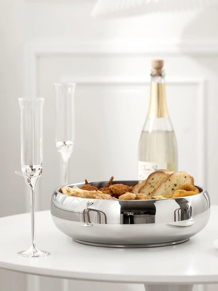 Edelstahl Servierschale mit Dip Vulkan