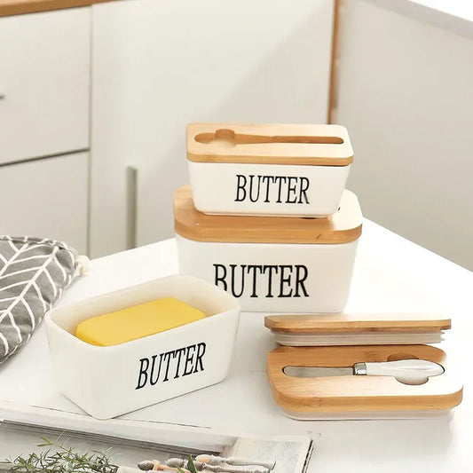 Butter dish ceramic with butter knife