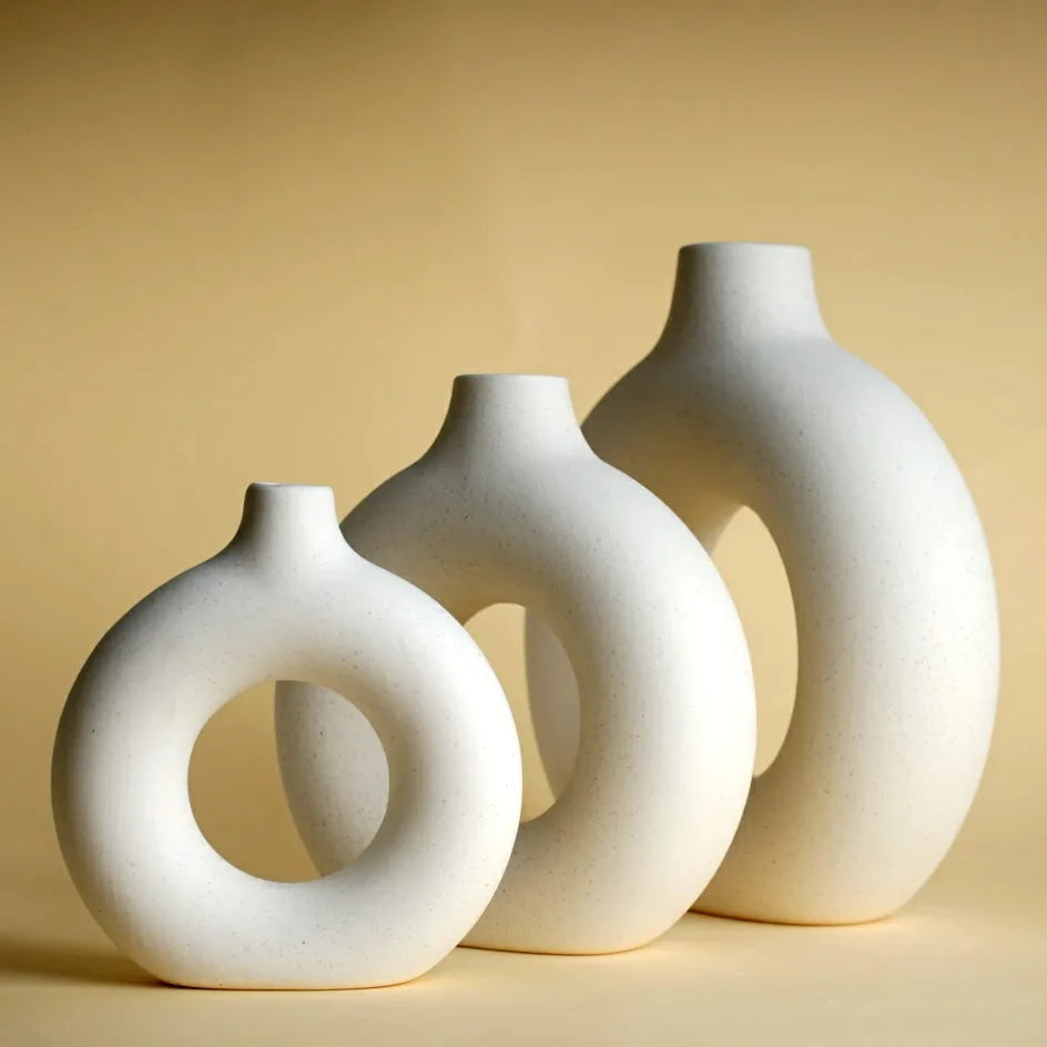 Minimalist Donut Ceramic Vases Set of 3