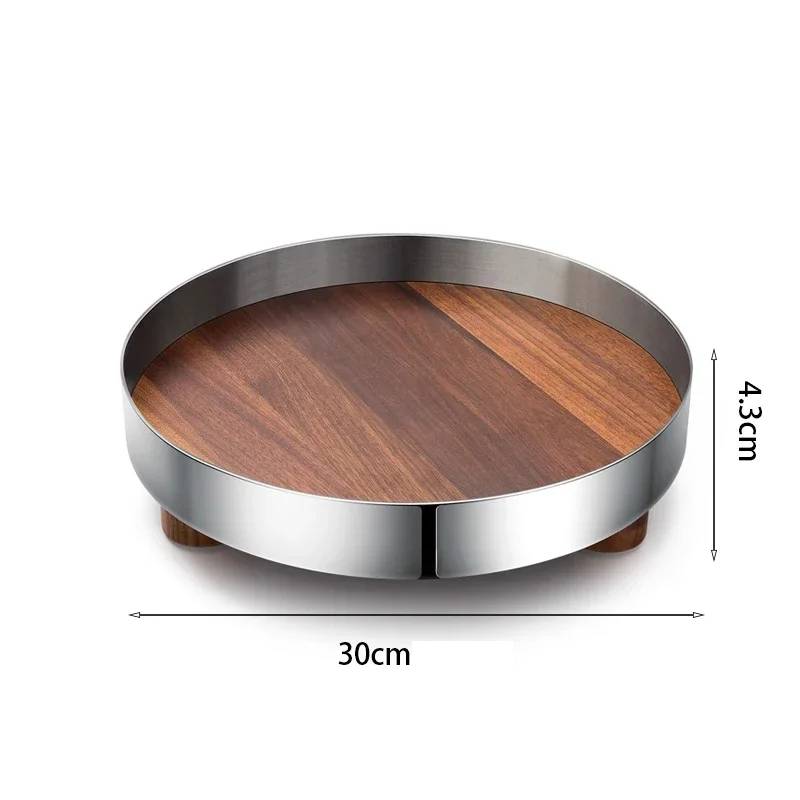 Walnuss-Edelstahl Serviertablett Elo