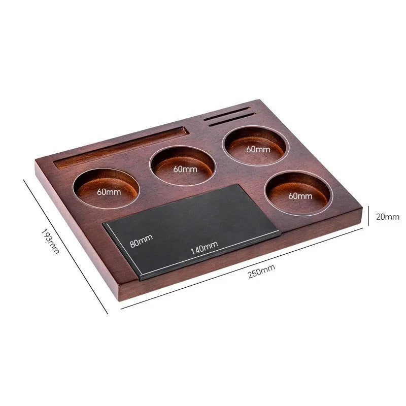 Espresso Tamper Station aus Holz – 51–58mm