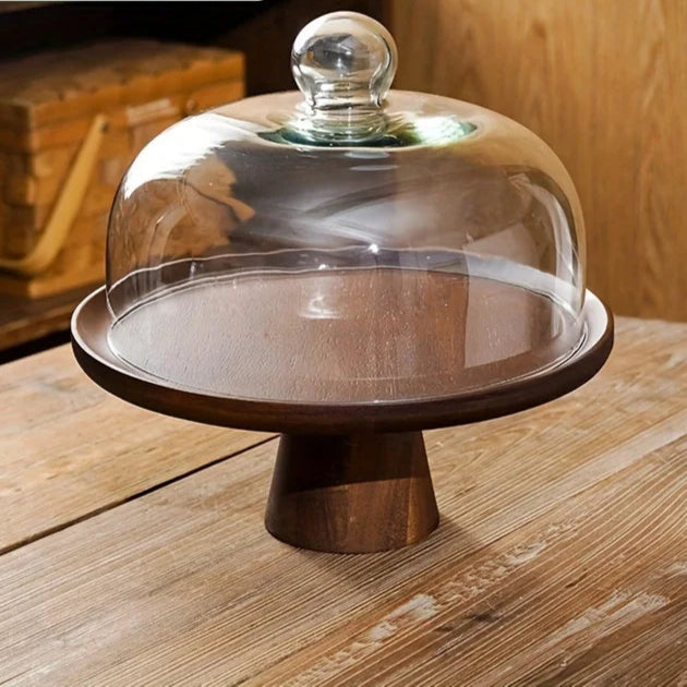 Cake stand with glass lid dome