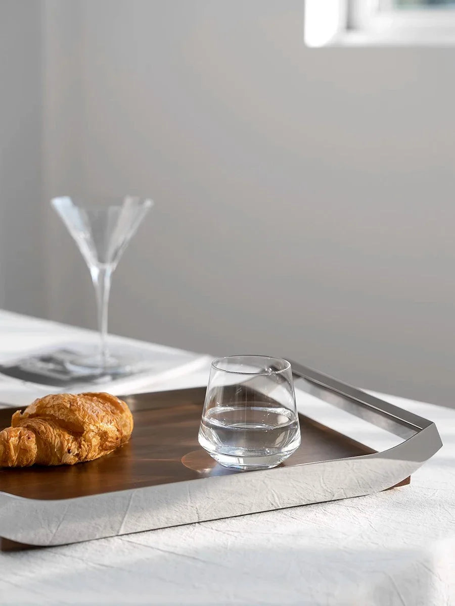 Walnuss-Edelstahl Serviertablett Elo