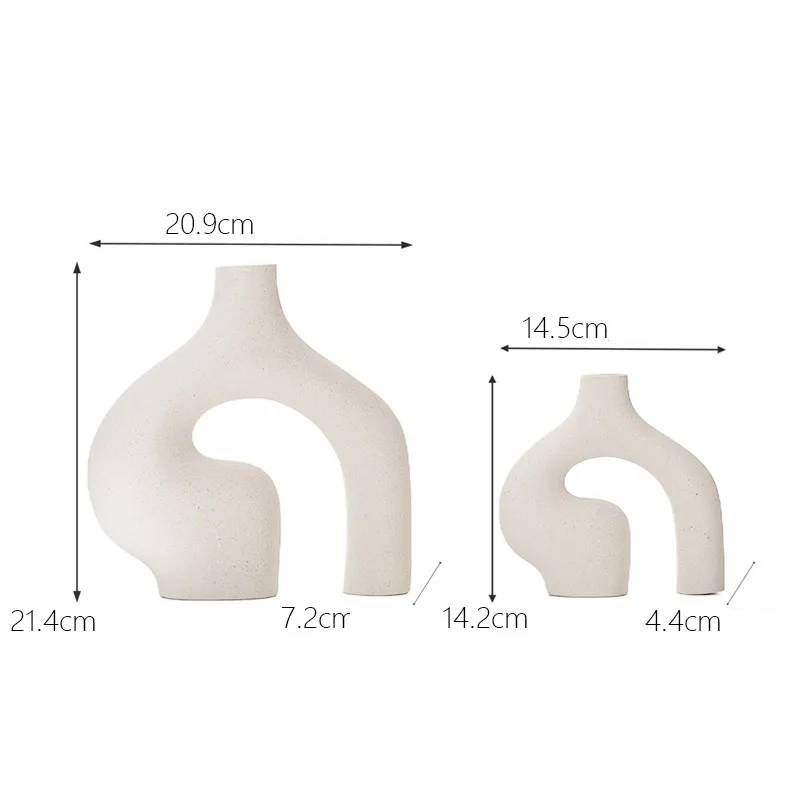 Sculptural Decorative Ceramic Vases Arc Set of 2