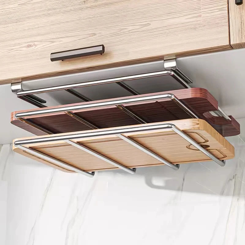 Cutting board holder for cabinet