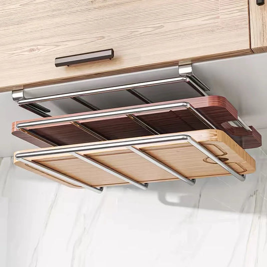 Cutting board holder for cabinet