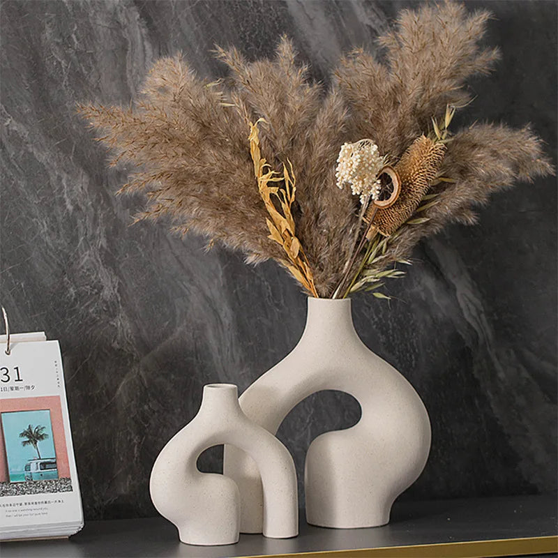 Sculptural Decorative Ceramic Vases Arc Set of 2