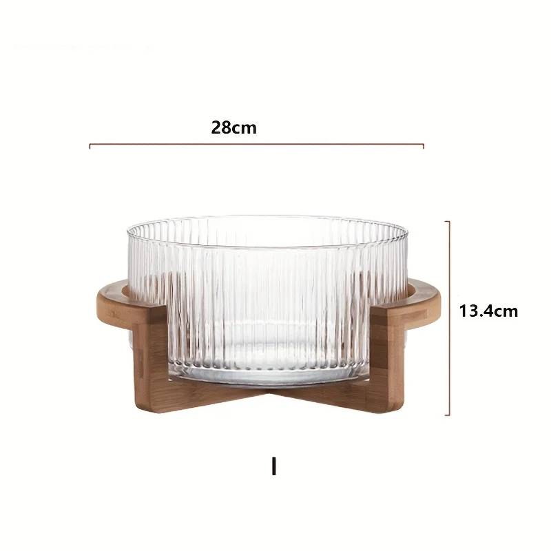 Design salad bowl made of glass & wood
