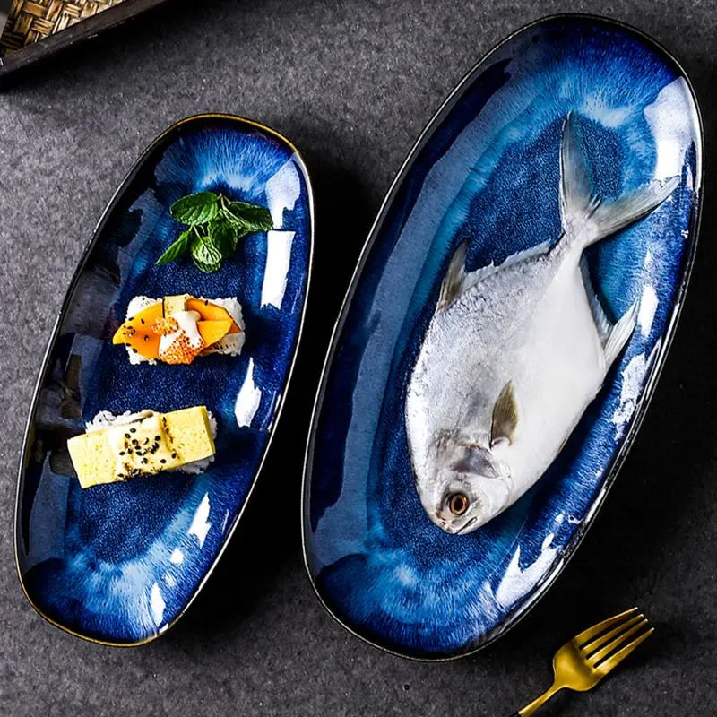 Ceramic serving plates Ocean – 2-piece