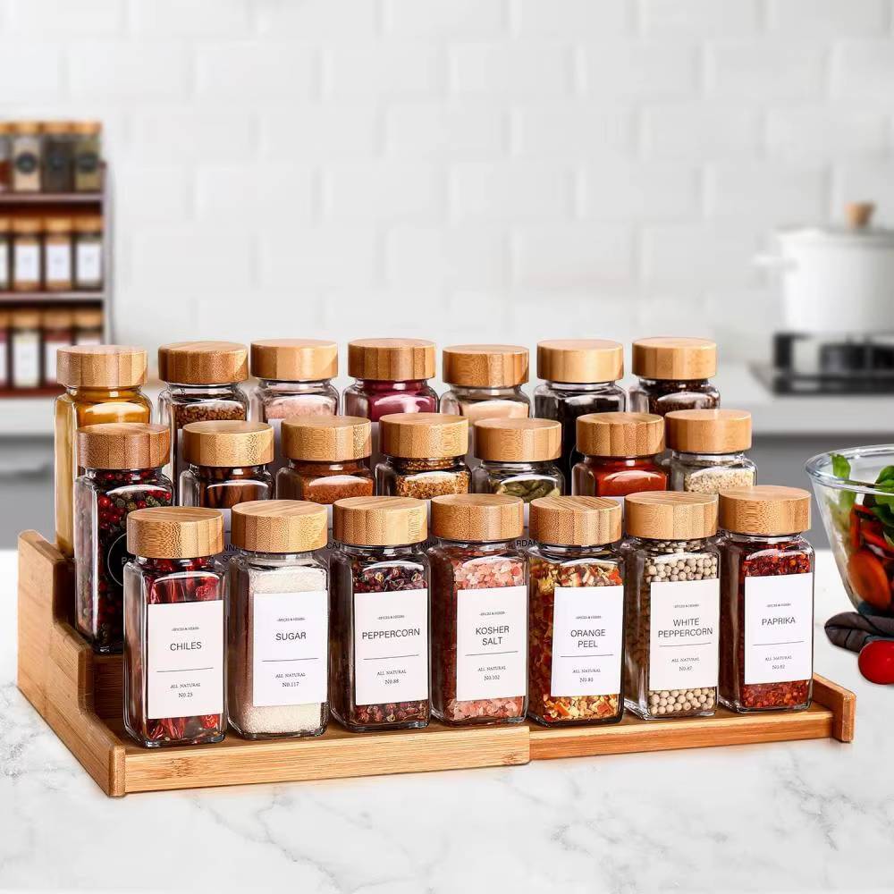 Spice jar set made of bamboo – 10-piece