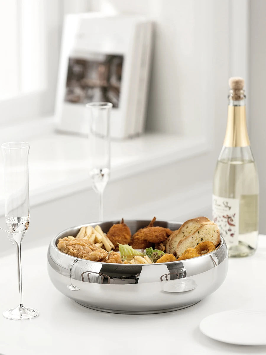 Edelstahl Servierschale mit Dip Vulkan