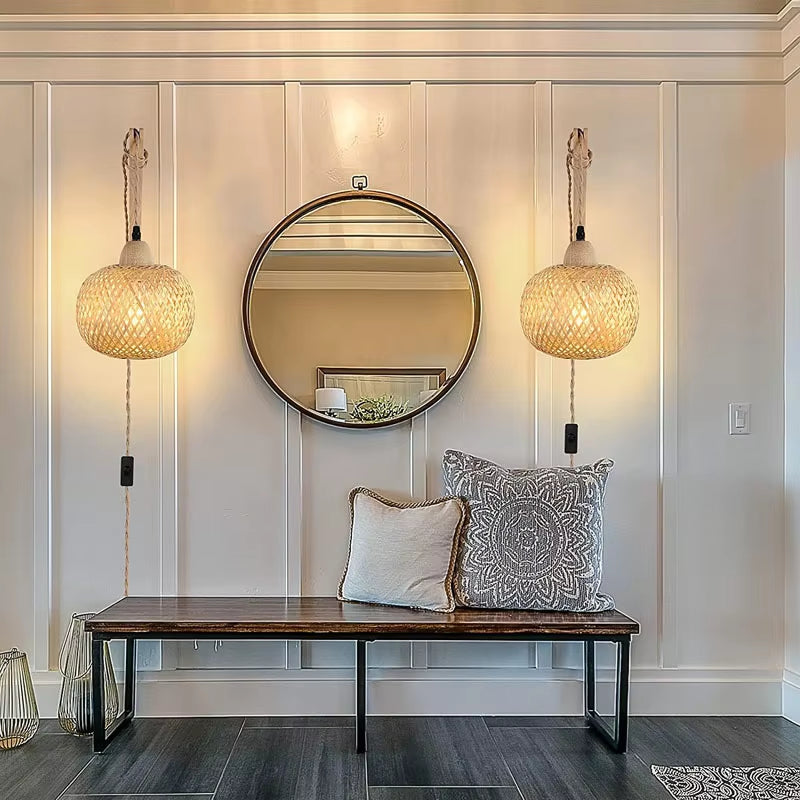 Bamboo Rattan Wall Lamp EcoAura