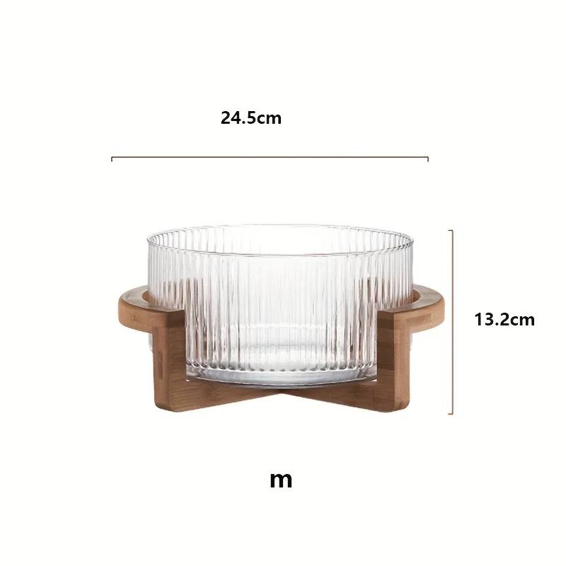 Design salad bowl made of glass & wood