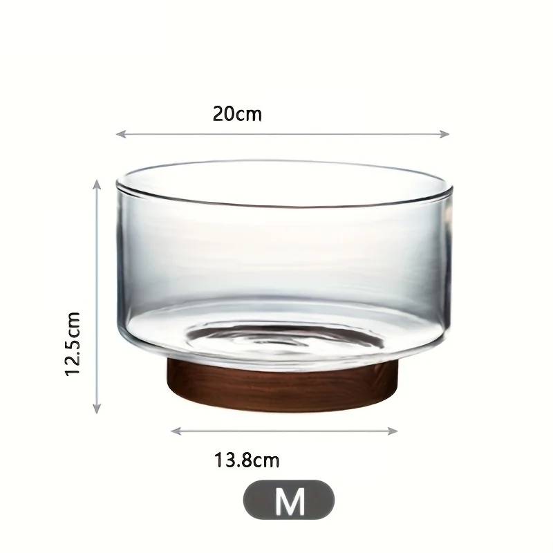 Ciotola di vetro di design con base in legno