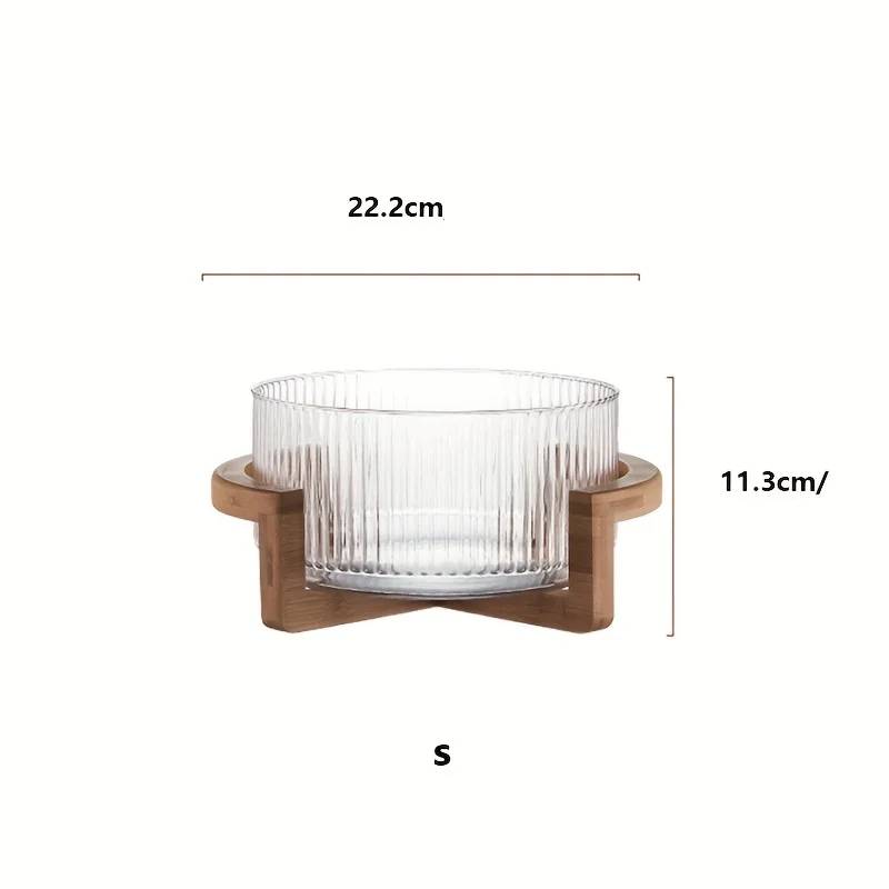 Design salad bowl made of glass & wood