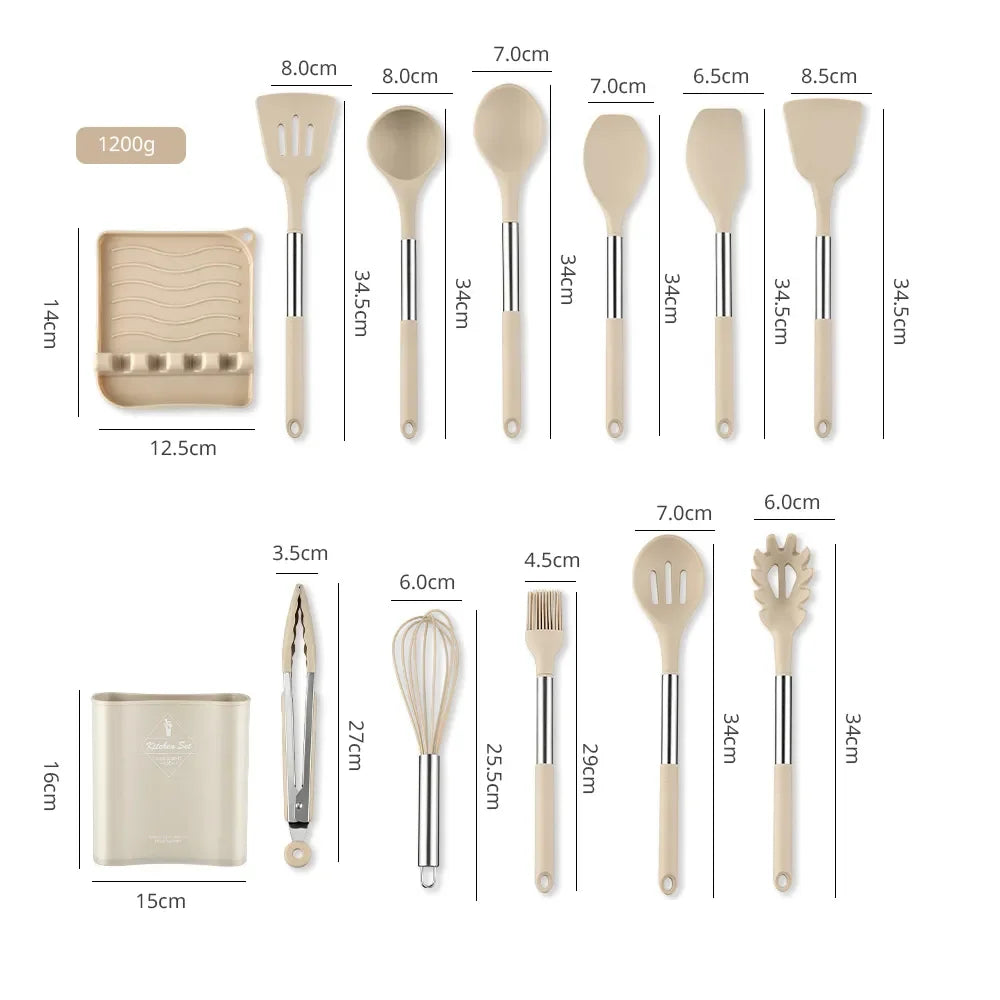 Set di utensili da cucina in silicone | 13 pezzi