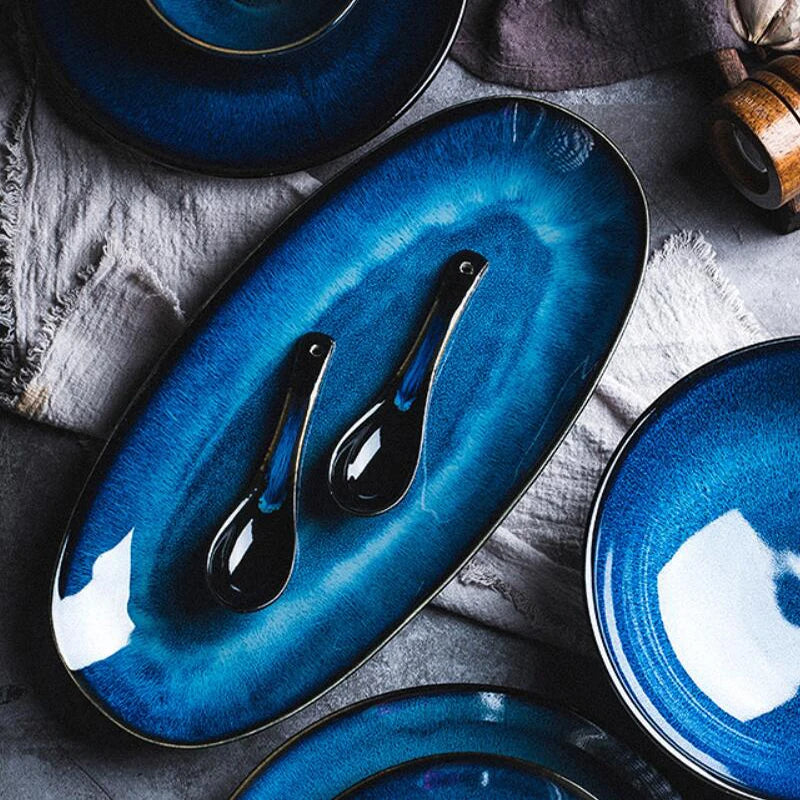Ceramic serving plates Ocean – 2-piece