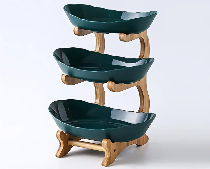 Fruit bowl bamboo 3-tiered