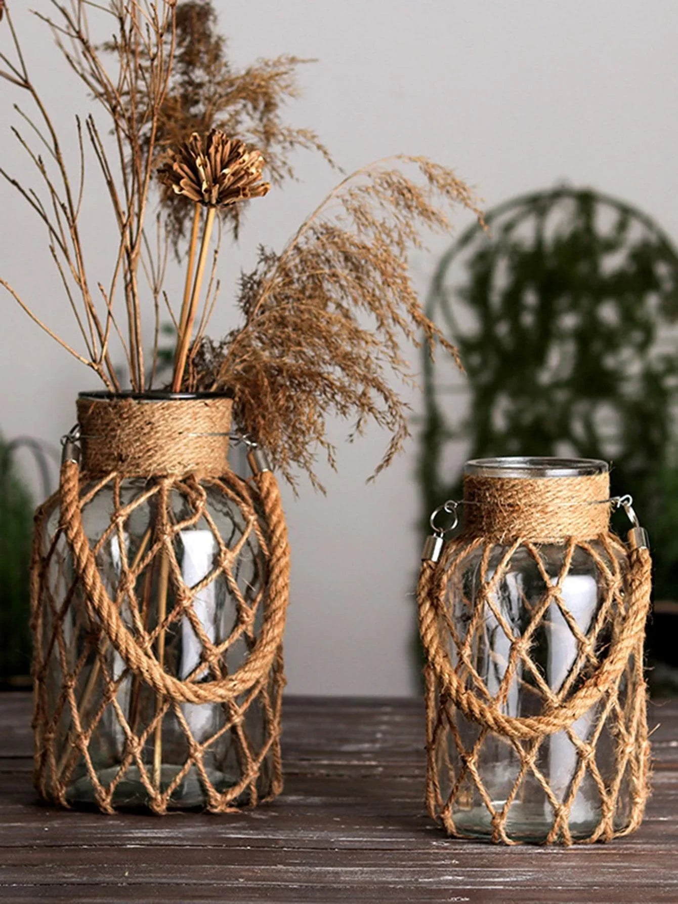 Set doppio di vasi decorativi rustici