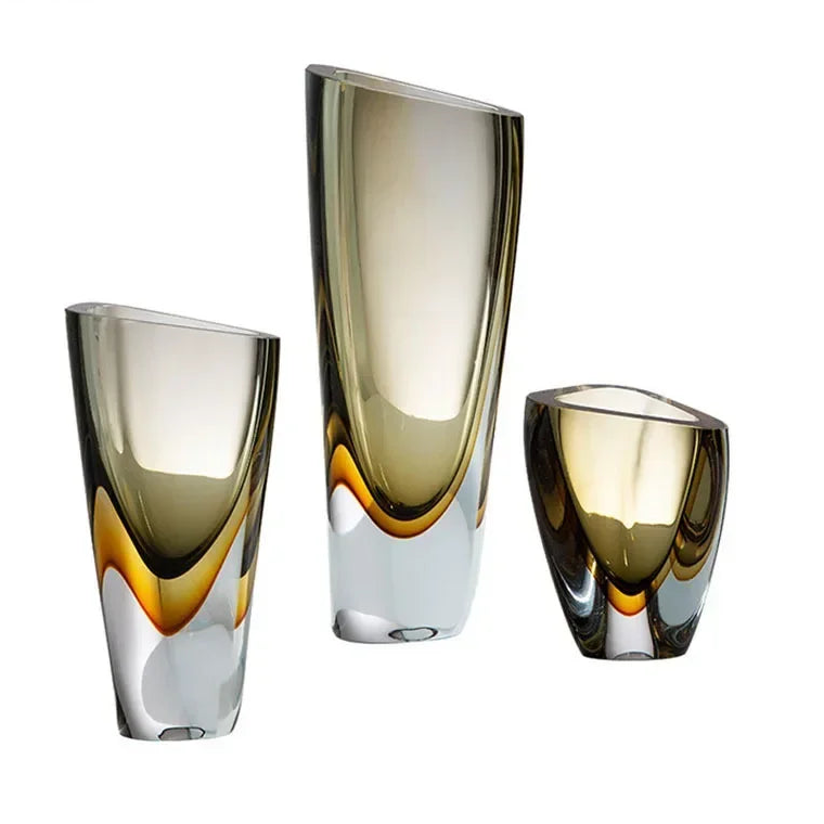 Glass Vase Decorative Amber Linea