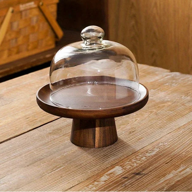 Cake stand with glass lid dome