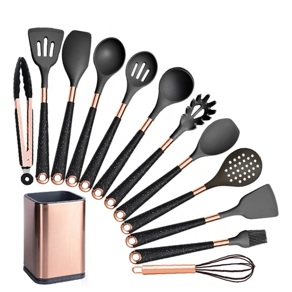 Ensemble d'ustensiles de cuisine en silicone luxueux | 13 pièces