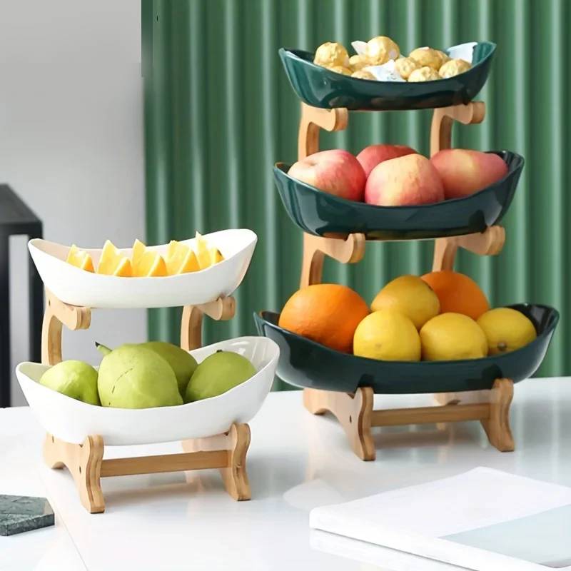 Fruit bowl bamboo 3-tiered