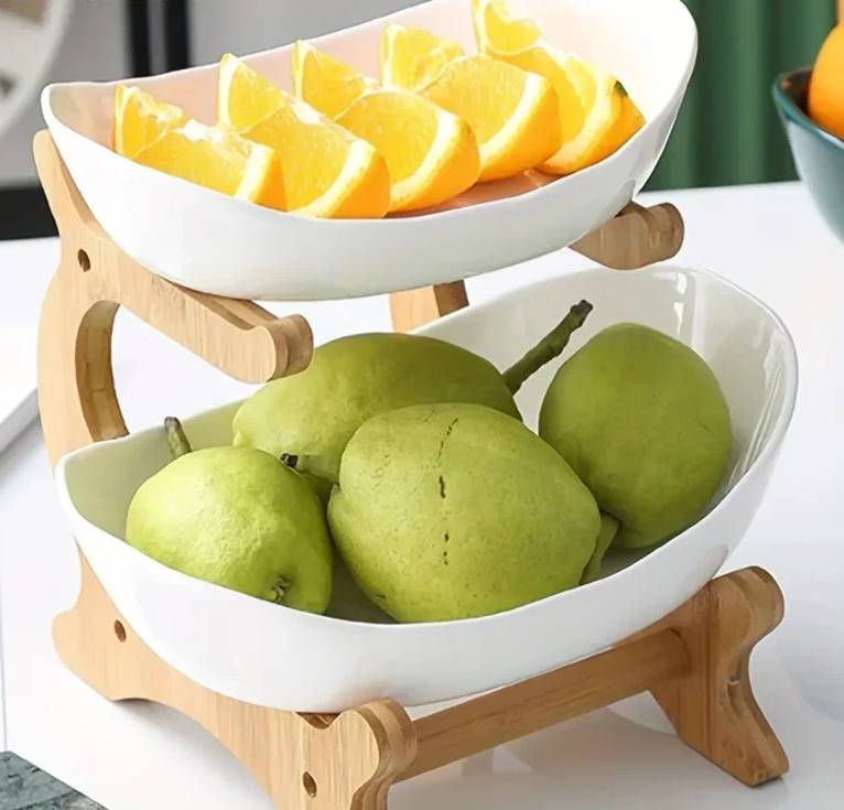 Fruit bowl bamboo 3-tiered