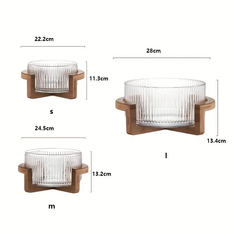 Design salad bowl made of glass & wood