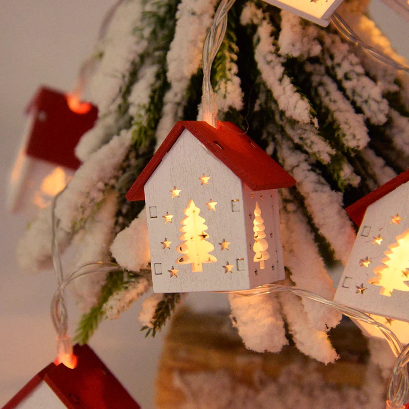 Festliche Weihnachts-Häuschen-Lichterkette