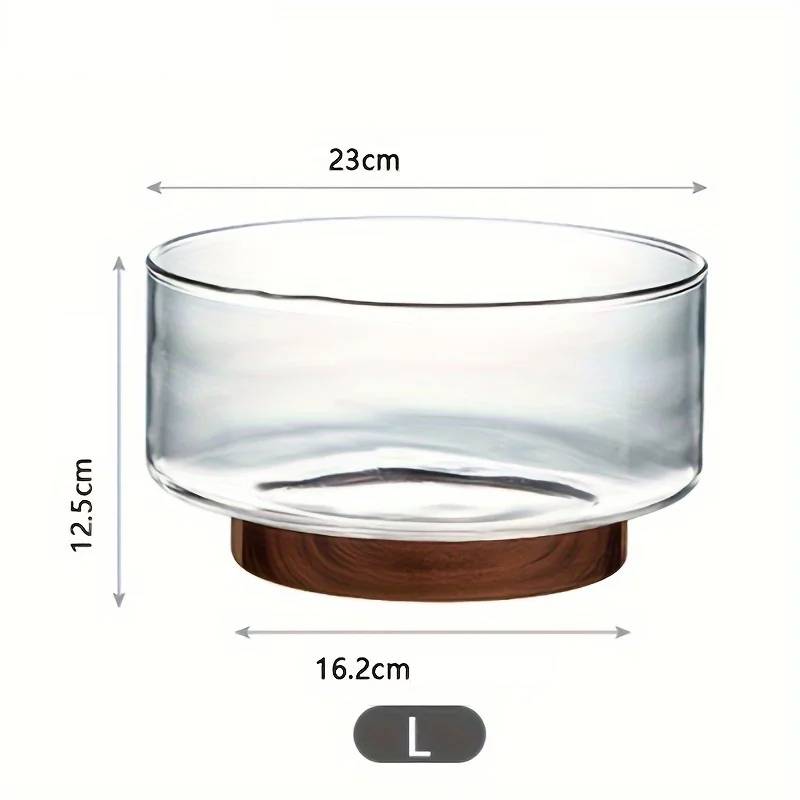 Ciotola di vetro di design con base in legno