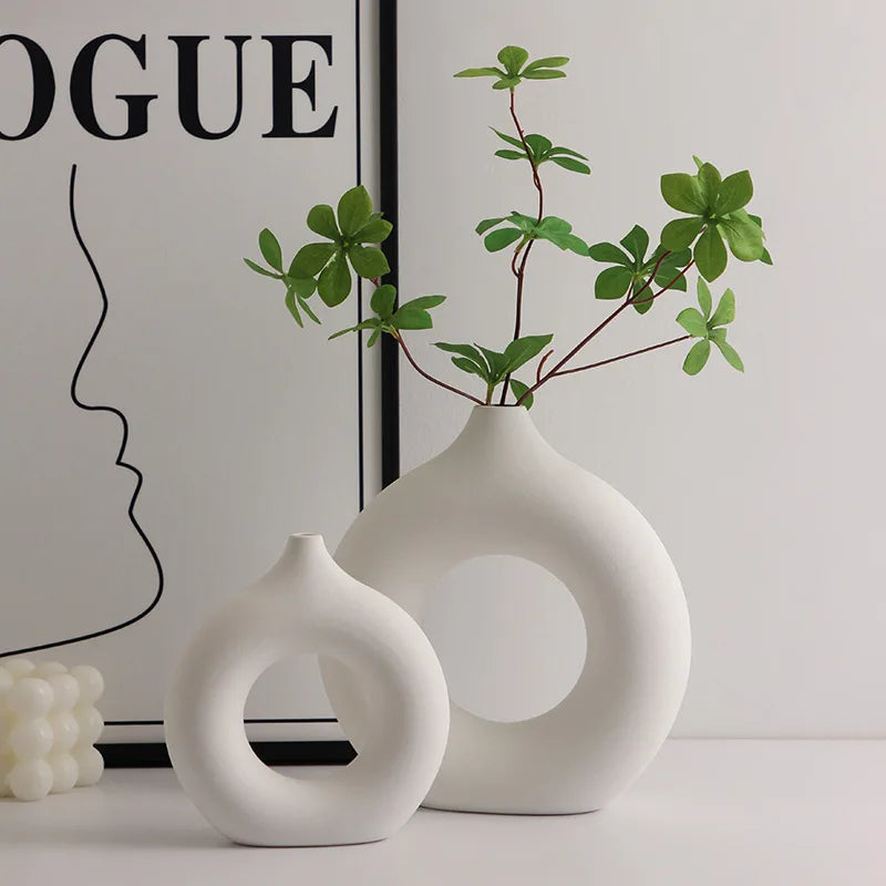 Decorative ceramic vase donut
