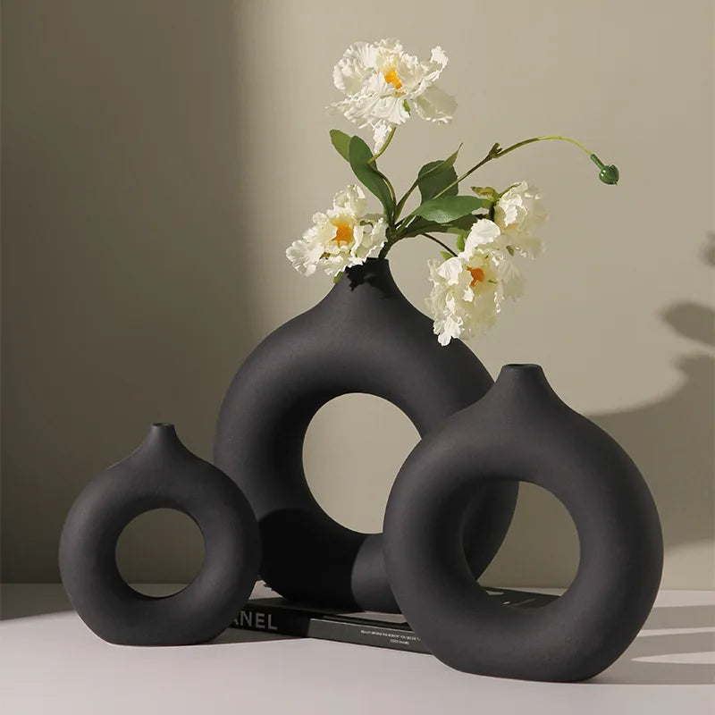 Decorative ceramic vase donut