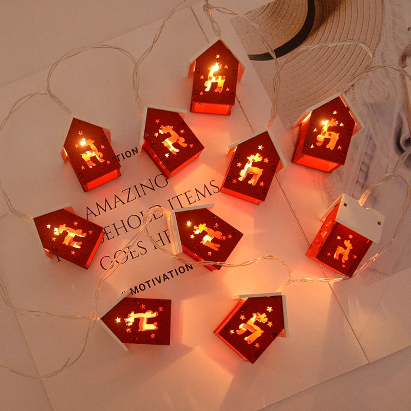 Festliche Weihnachts-Häuschen-Lichterkette