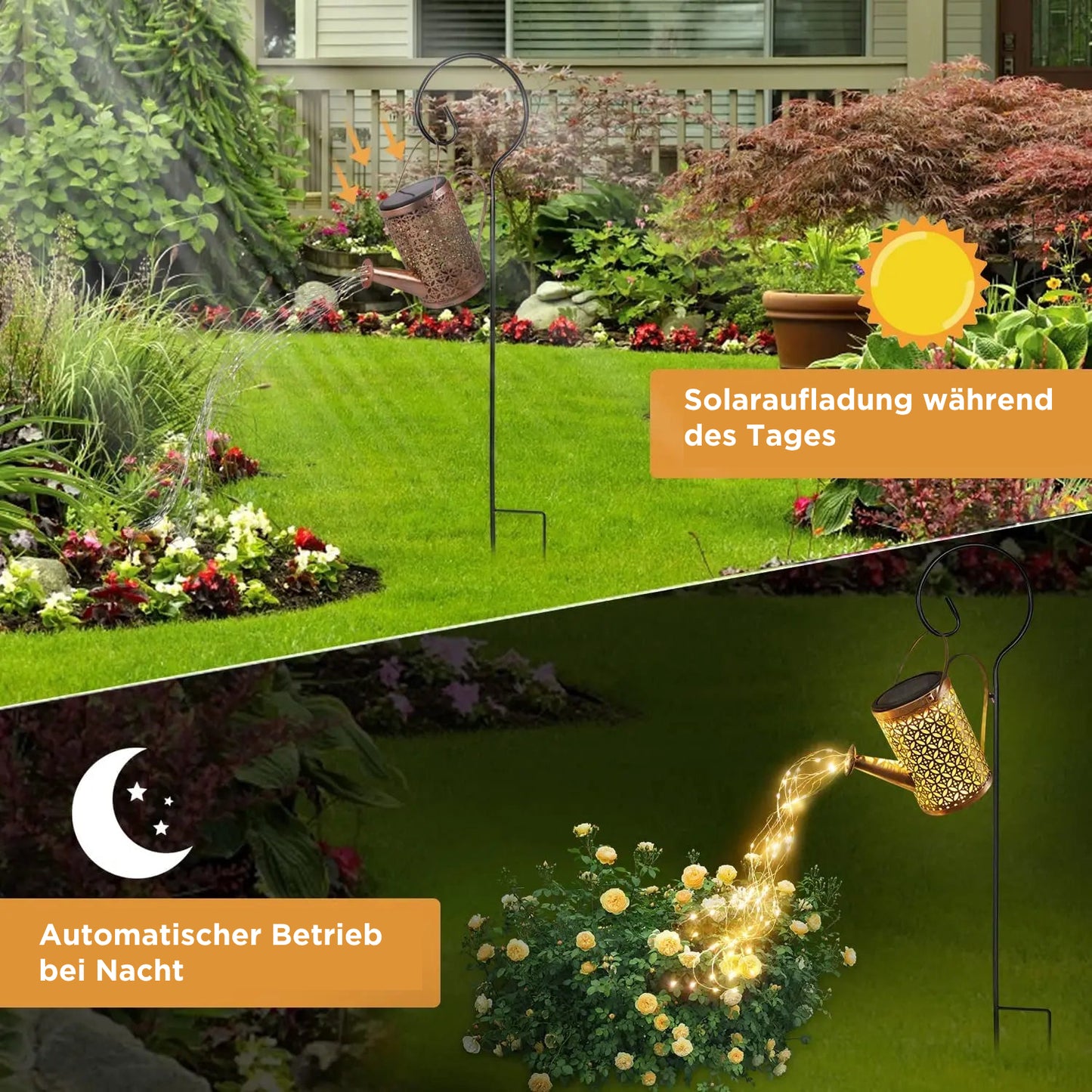 Solar-Gartenlampe mit Kaskadenlicht