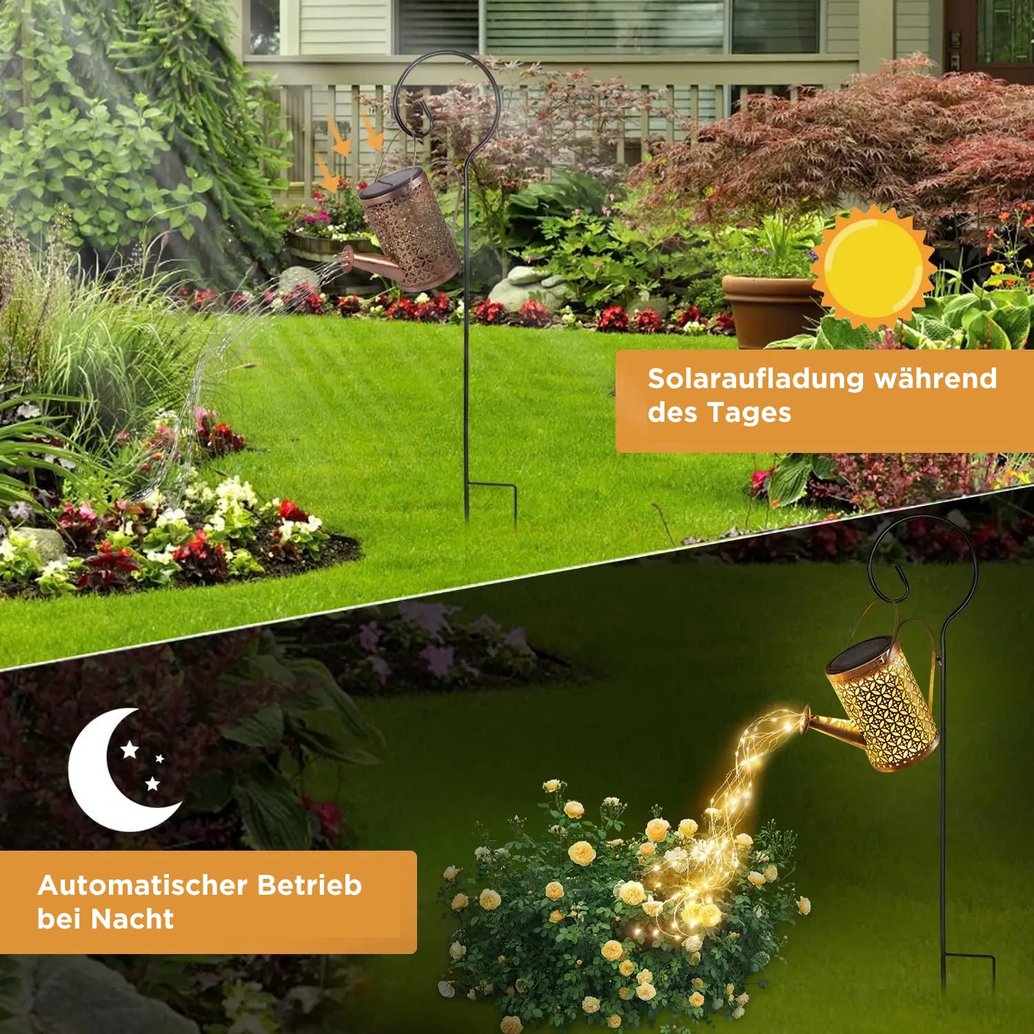 Solar-Gartenlampe mit Kaskadenlicht