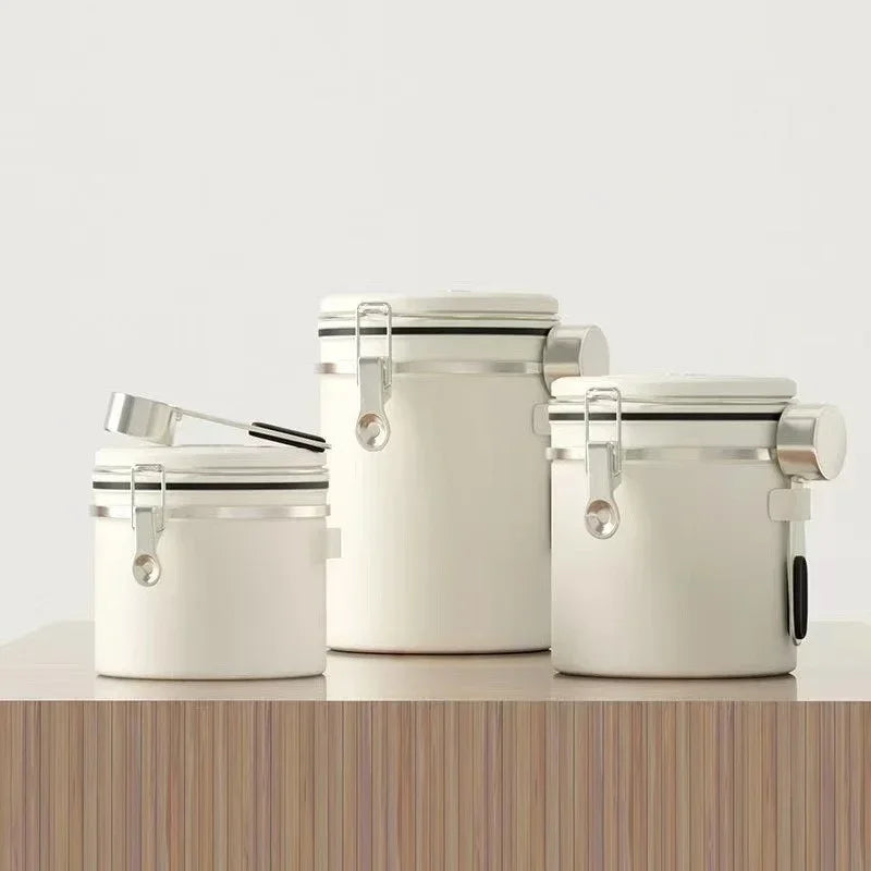 Airtight stainless steel coffee canister set – 3-piece