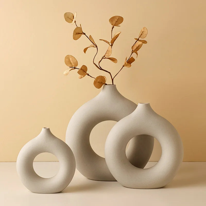 Minimalist Donut Ceramic Vases Set of 3