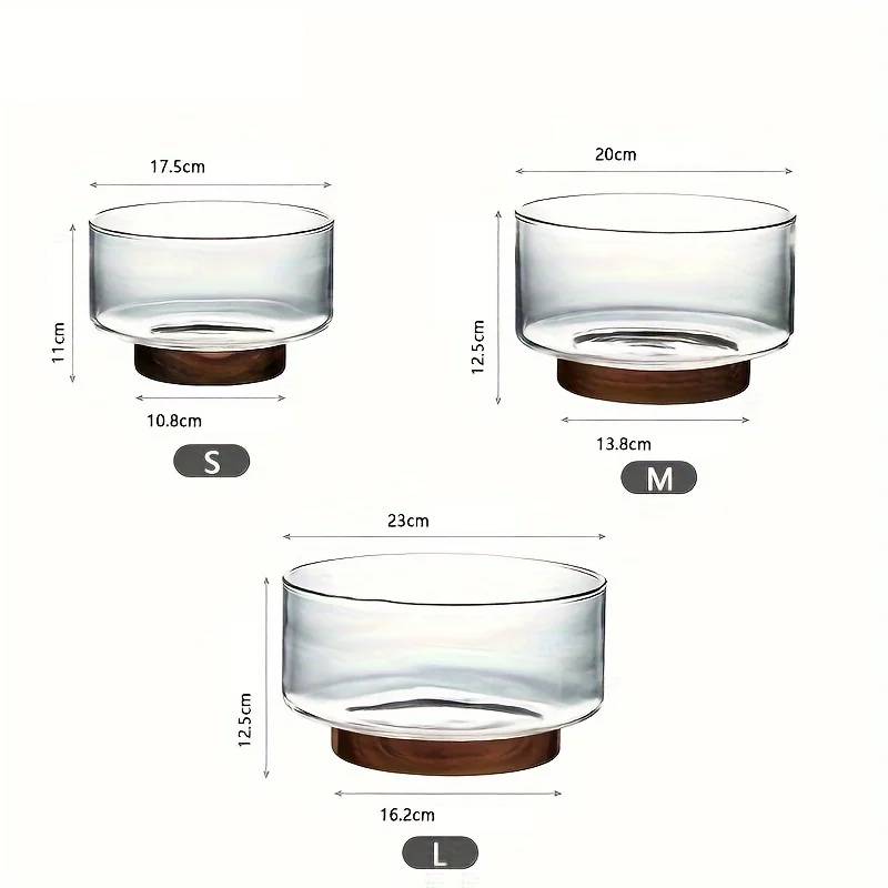 Design glass bowl with wooden base
