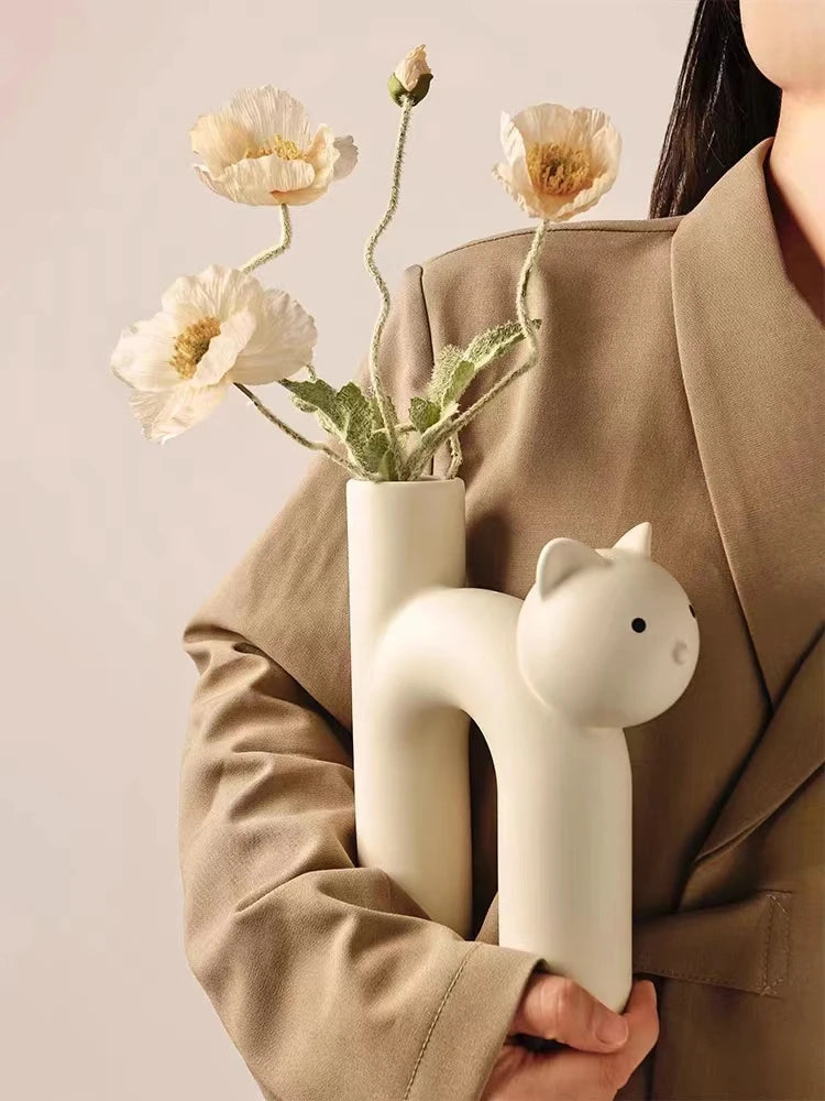 Vase nordique décorative pour chats en céramique