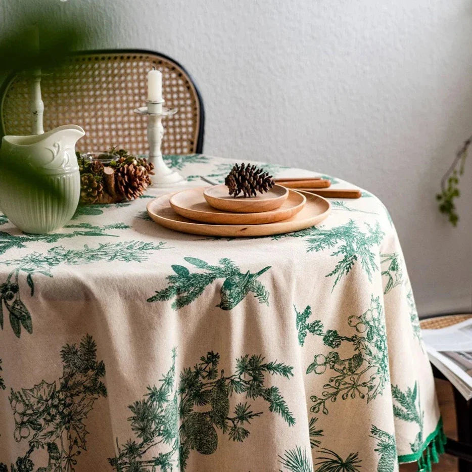 Runde Tischdecke in Waldgrün