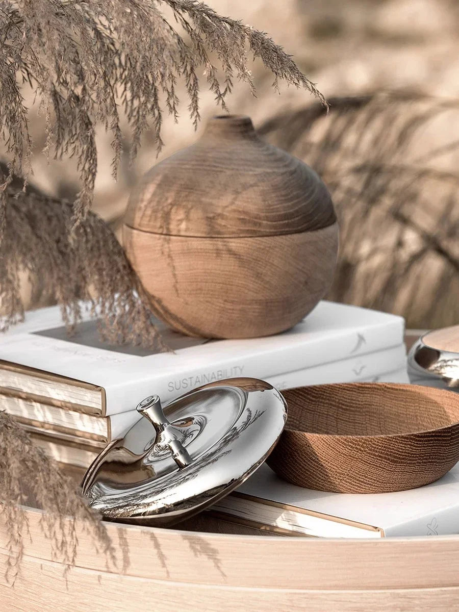 Stainless steel & oak wood can Lioren