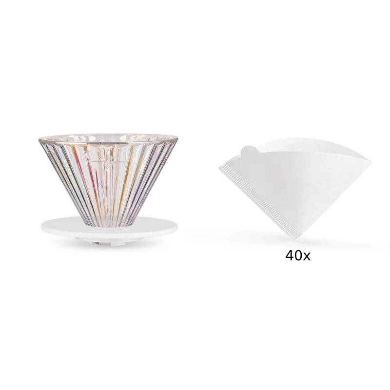 Glas Pour Over Kaffeefilter mit 40 Filterpapieren