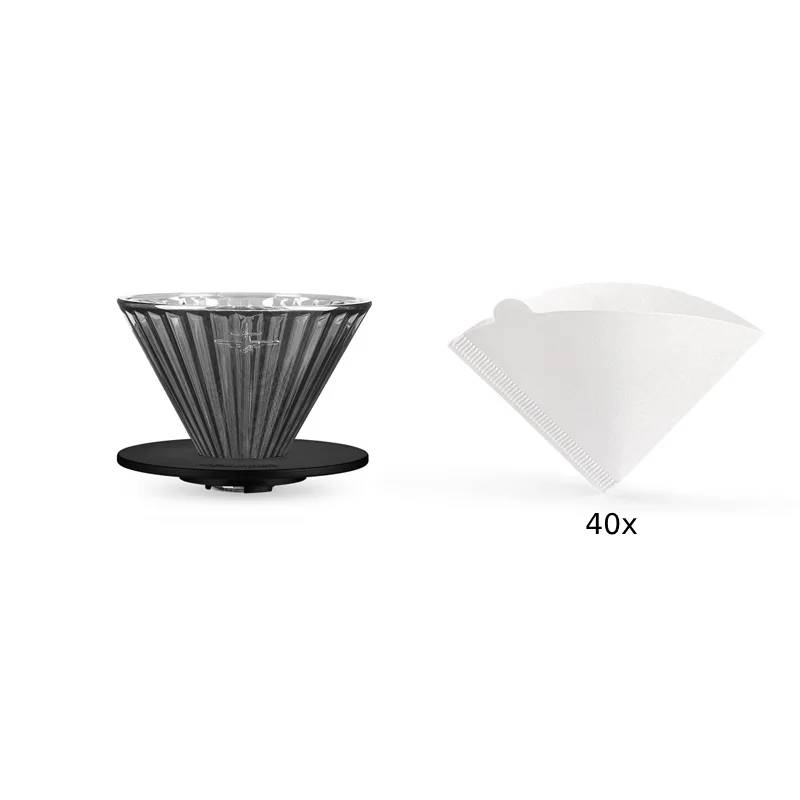 Glas Pour Over Kaffeefilter mit 40 Filterpapieren