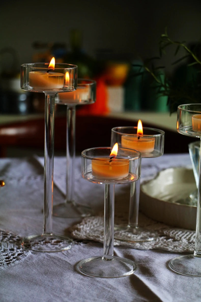 Glass Candle Holder Set – 3-piece