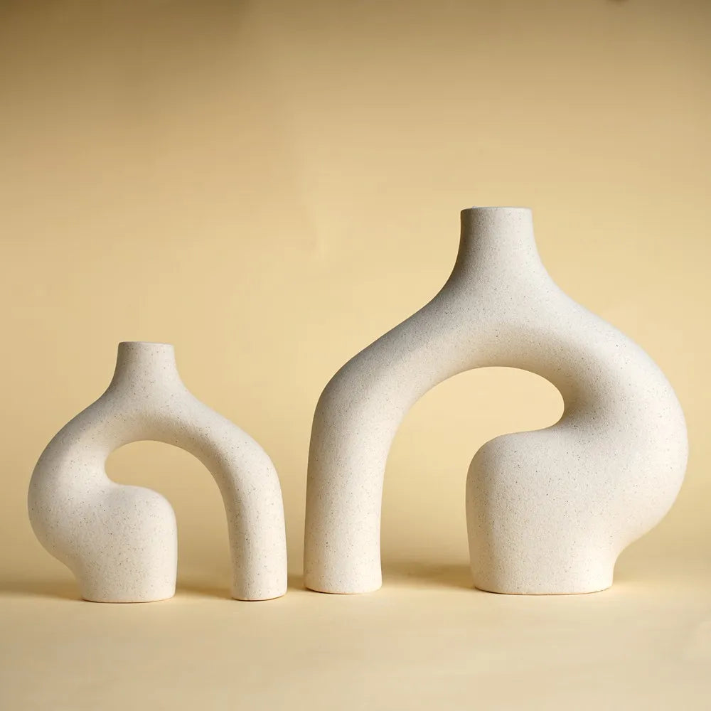 Sculptural Decorative Ceramic Vases Arc Set of 2