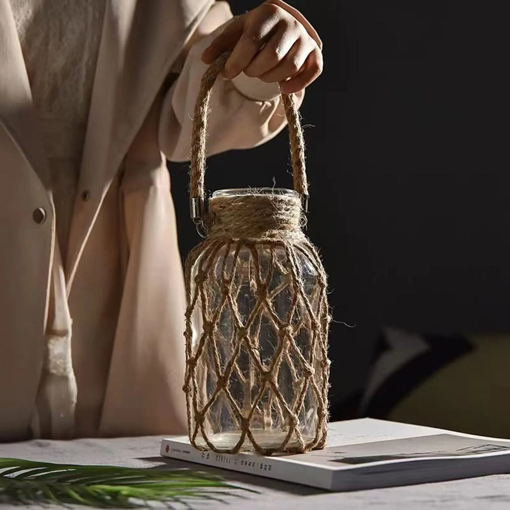 Set doppio di vasi decorativi rustici