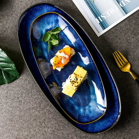 Ceramic serving plates Ocean – 2-piece