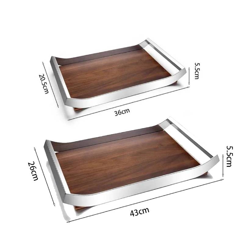 Walnuss-Edelstahl Serviertablett Elo