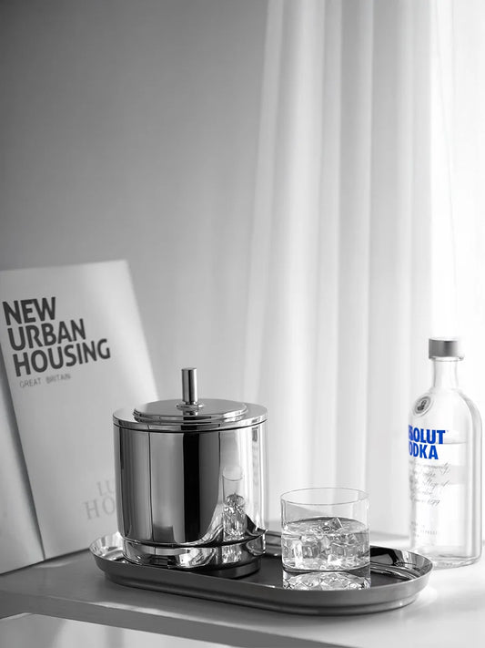 Stainless steel ice bucket with tongs Norven